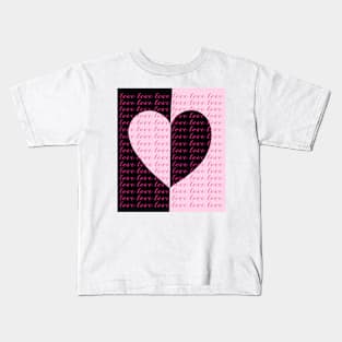 Cute Valentines Love Heart Pink and Black, Made by EndlessEmporium Kids T-Shirt